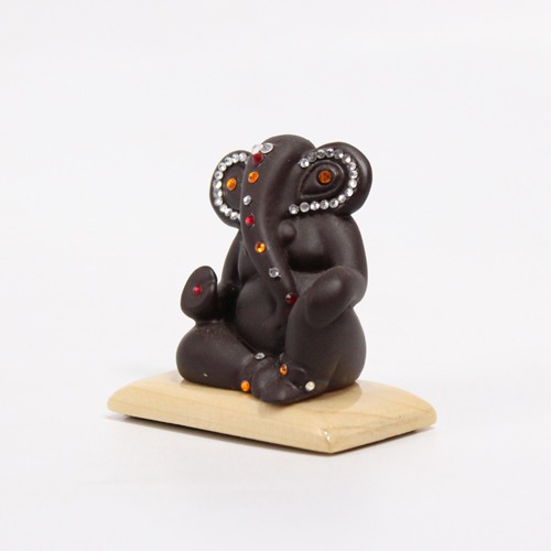 Brown Diamond Studs Ganesha Idol For Car  Dashboard