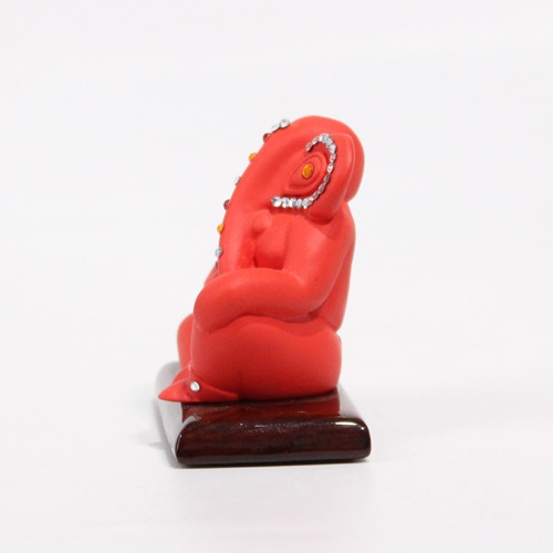 Red Decorative Ganesha Idol For Car Dashboard