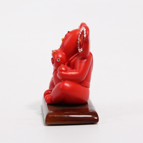 Red Decorative Diamond Studs Ganesha Idol For Car Dashboard