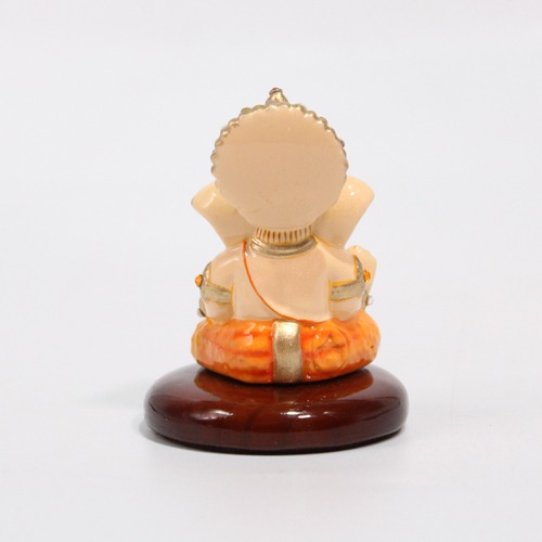 Small Wooden Base Ganesh Idol For Car Dashboard