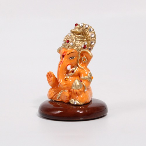 Wooden Base Dashboard Ganesha Idol For Car Dashboard, Home, and Office