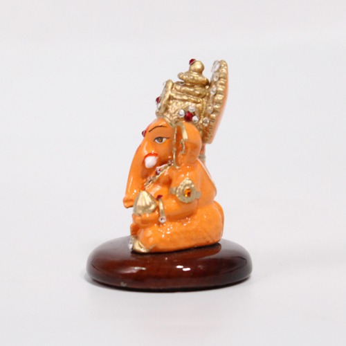 Wooden Base Dashboard Ganesha Idol For Car Dashboard, Home, and Office