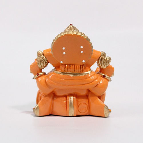 Decorative Orange Dashboard Ganesha Idol For Decor