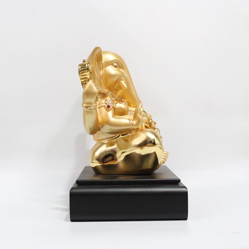 Golden Ganesh Idol For Office Decor