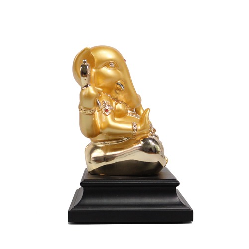 Polyresin Golden Ganesha Idol For Home Decor