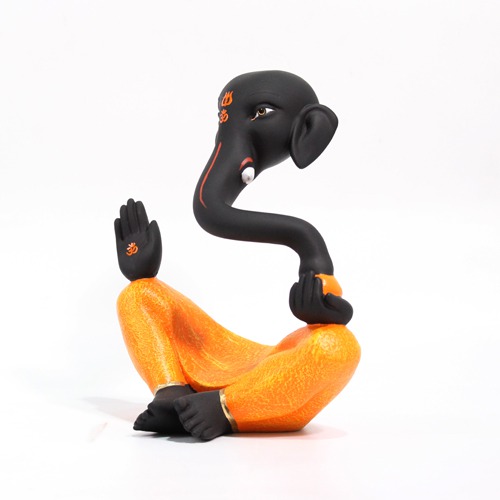 Black And Yellow Ganesha Statue For Home Decor