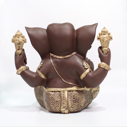 Dark Brown Ganesha Sitting Idol For Office And  Home Decor