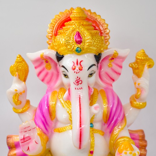 Sitting on Lotus Ganesha Idol for Home Decor