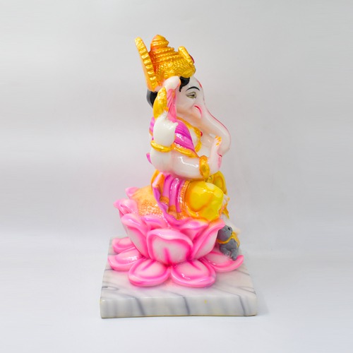 Sitting on Lotus Ganesha Idol for Home Decor