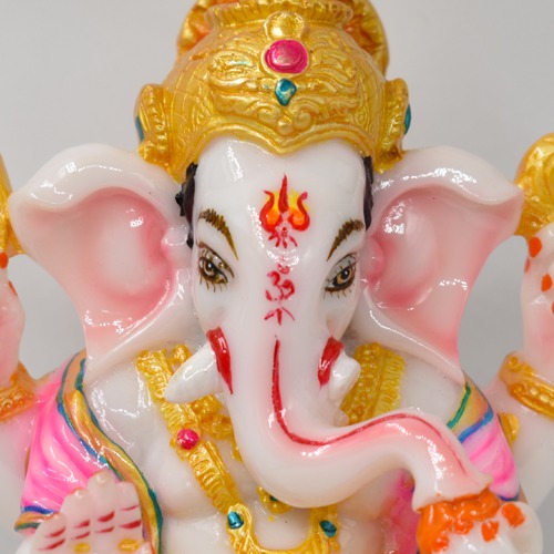 White Marble Finish Ganesha Idol Showpiece For Home And Office