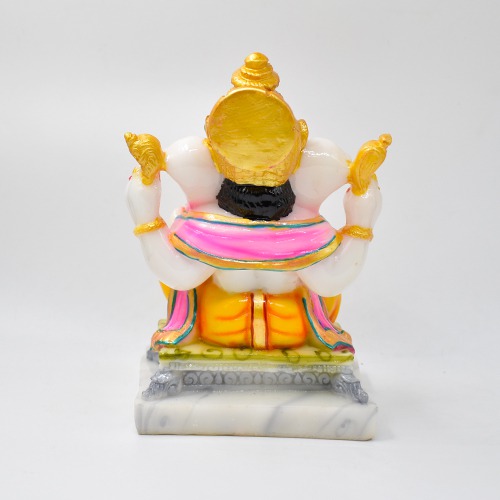 White Marble Finish Ganesha Idol Showpiece For Home And Office
