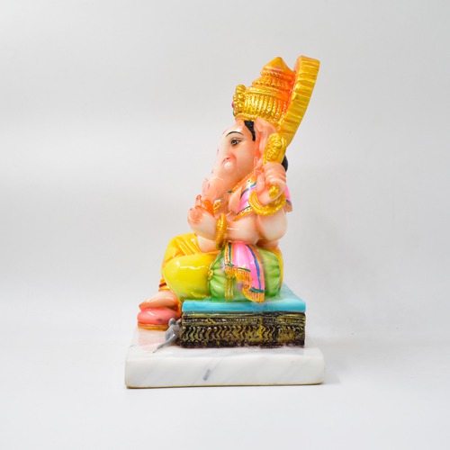 Glossy Multi colour Ganesha Idol For Office Decor