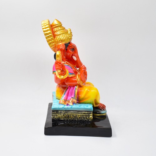 Lord Ganesha Idol In Orange Colour For Office and Home Decor