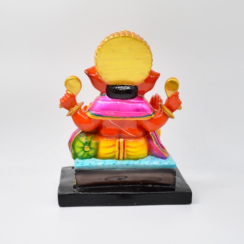 Lord Ganesha Idol In Orange Colour For Office and Home Decor