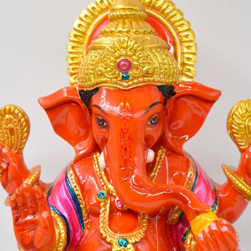 Lord Ganesha Idol In Orange Colour For Office and Home Decor