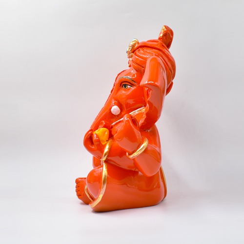 Orange Feta Ganesh Idol for Home Decor