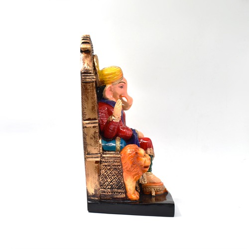 Sitting On Sinhasan Ganesha Idol for home and Office Decor