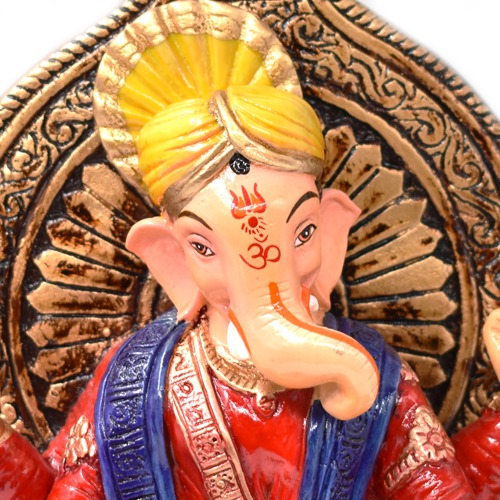 Sitting On Sinhasan Ganesha Idol for home and Office Decor