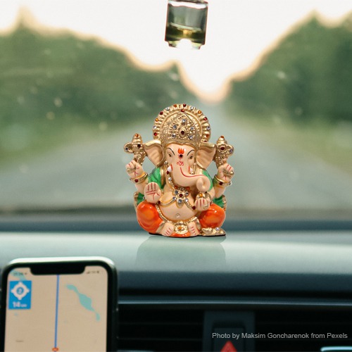 Multi colour Small Dashboard Ganesha Idol For Car Dashboard