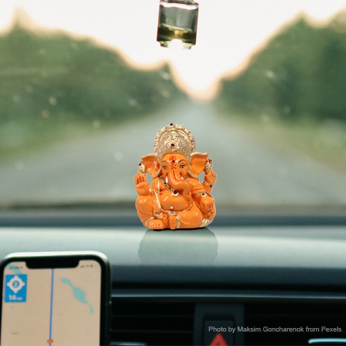 Fiber Car Dashboard Ganesh Idol For Home and Office Decor