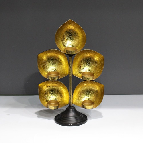 Golden Black Chirag Set of 5 Iron- Cup Candle For Home and Office Decor