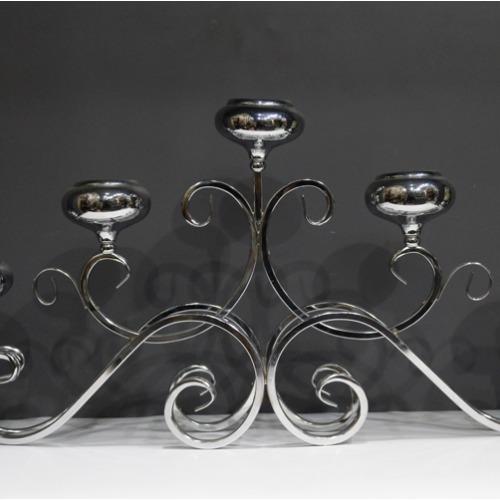 Steel Candle Metal Candelabra Candlestick 12.5 inch Tall Candle Holder Event Candelabra Candle Stand (Silver)