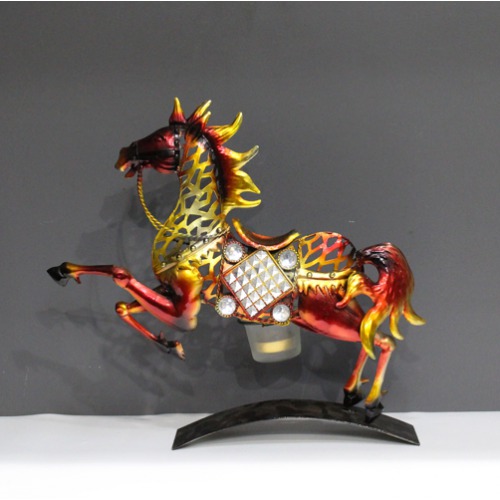 Red Gold Colour Horse Tea Light Candle Stand For Home & Office Decor