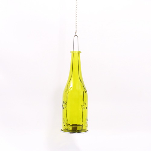 Yellow Glass Bottle  Hanging  Candle Holder For Home Decor