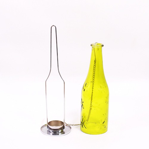 Yellow Glass Bottle  Hanging  Candle Holder For Home Decor