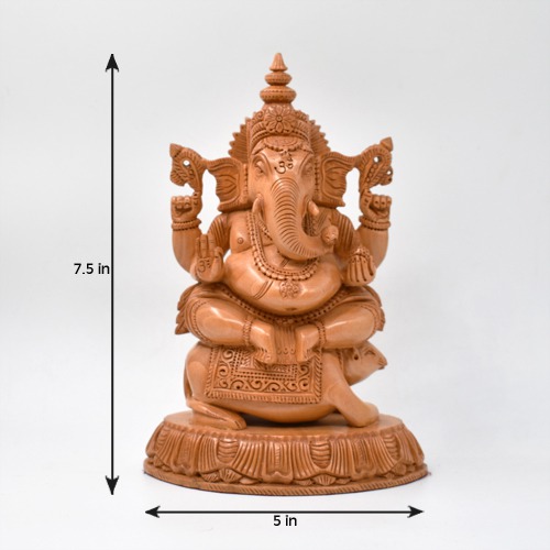 Sand Wood Beautifully Hand Carved Lord Ganesha Idol For Car Dashboard