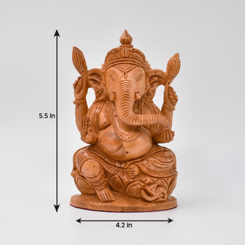 Wooden Ganesha Idol For Office and Home Decor