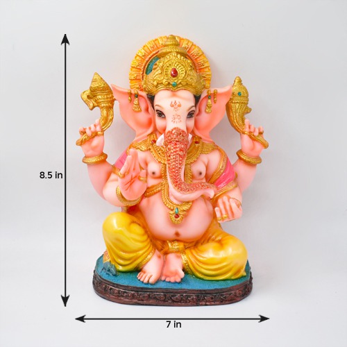 Multi colour Sitting Ganesha Idol For Home Decor