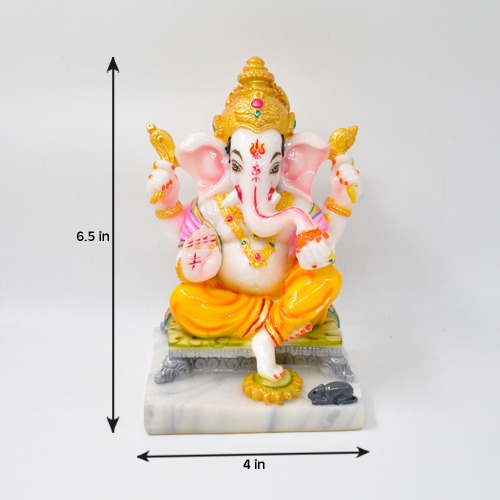White Marble Finish Ganesha Idol Showpiece For Home And Office