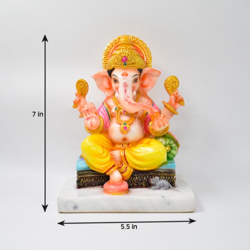 Glossy Multi colour Ganesha Idol For Office Decor