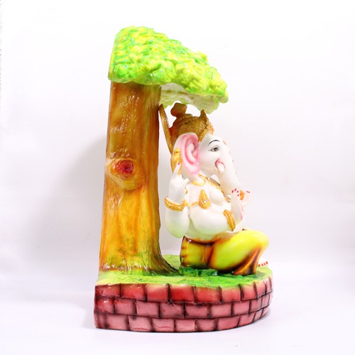 Sitting Under the Tree Decorative Ganesh Idol For Office Home