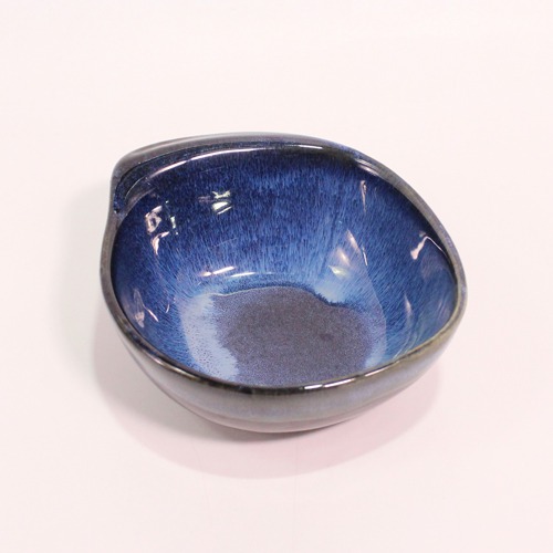 Blue Art Glass Bowl Shape Planter | Decorative Indoor Ceramic Pots for Plants