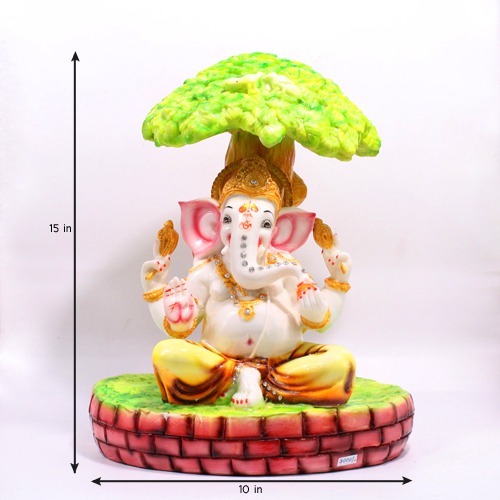 Sitting Under the Tree Decorative Ganesh Idol For Office Home