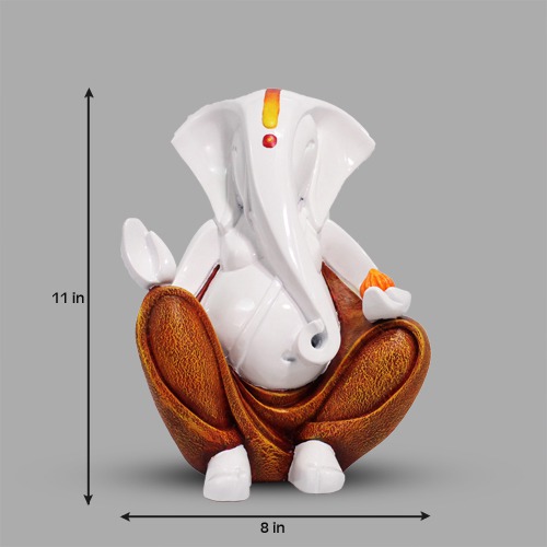 Ganesha Idol In White Colour For Home and Office Decor