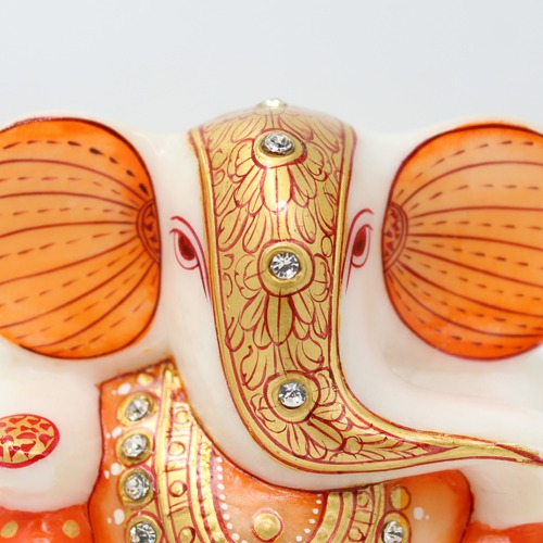 Orange Diamond Studs Appu Ganesha Idol For Home & Office Decor