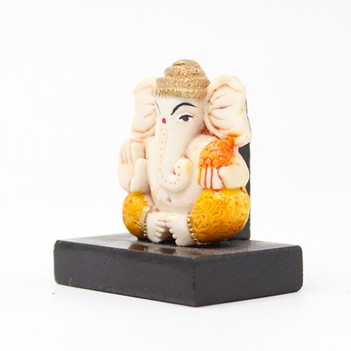 Small Ganesha With Base | yellow dhoti |fibre material