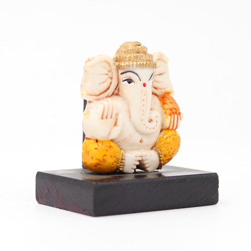 Small Ganesha With Base | yellow dhoti |fibre material