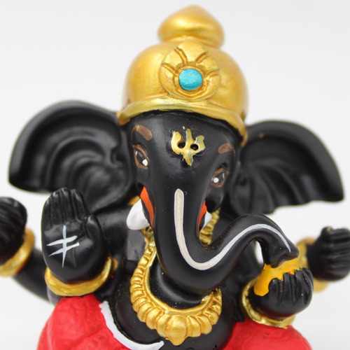 Fiber Black Gold Ganesha For  Car Dashboard