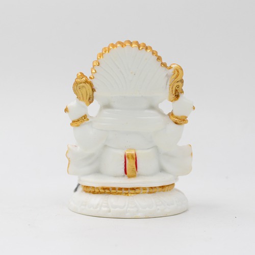 White And Gold Dashboard Ganesha Statue For Car Dashboard