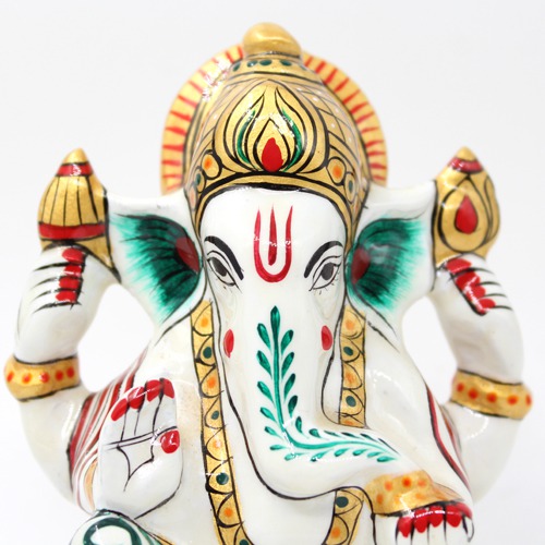 Green and White  Attractive Ganesh Idol  For Car Dashboard, Home Decor