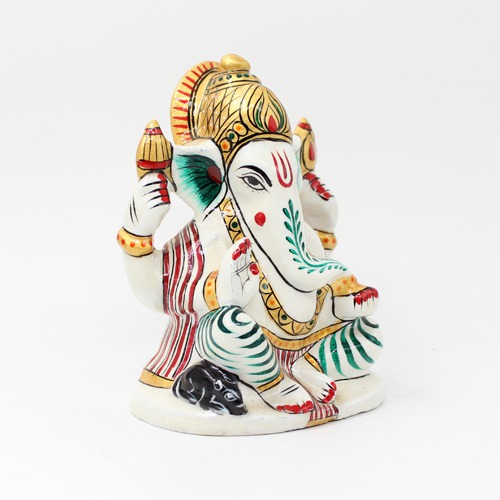 Green and White  Attractive Ganesh Idol  For Car Dashboard, Home Decor