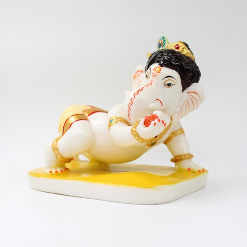 Yellow Base Krishna Ganpati Idol For Home& Office Decor