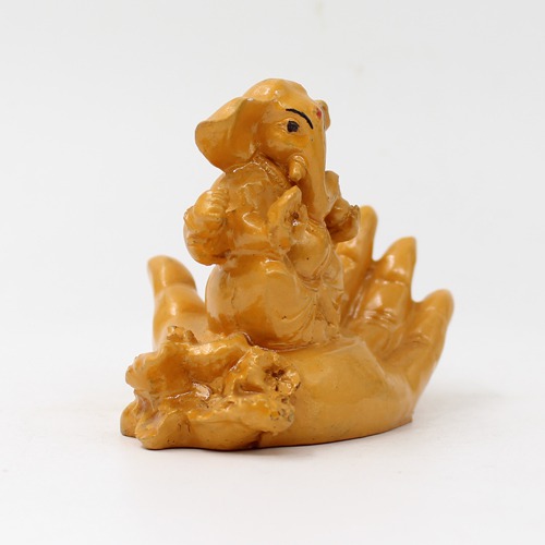 Yellow Lord Ganesh Sitting on the Hand Statue For Home & Office Decor