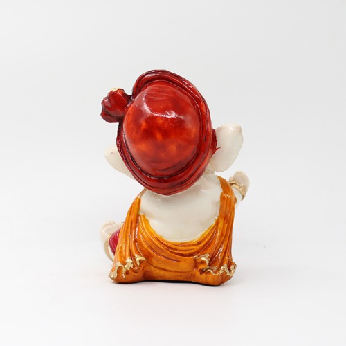 Orange Pagadi Little Ganesha Sculpture Showpiece For Home Decor