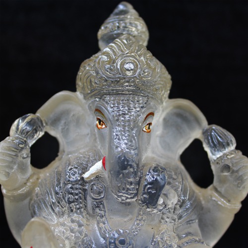 White  Dagdu Lord Ganesha Idol For Home Decor & Car Dashboard