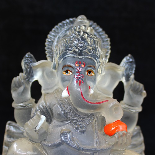 White Lord  Ganesh with Mouse Statue For Home Decor